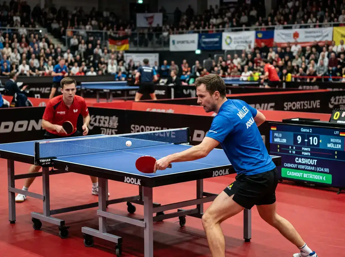 Cashout-Funktion während eines laufenden Tischtennis-Matches