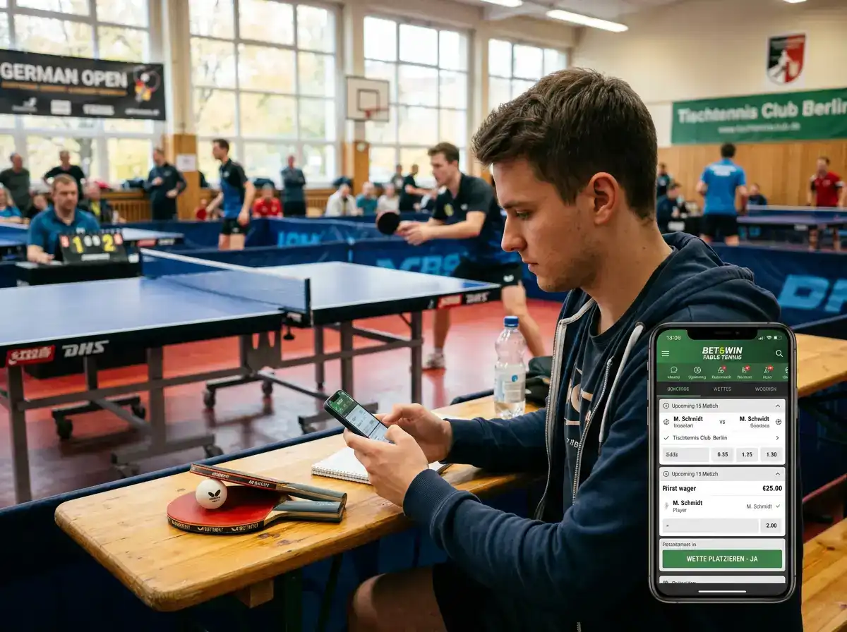 Einsteiger platziert die erste Tischtennis-Wette am Smartphone