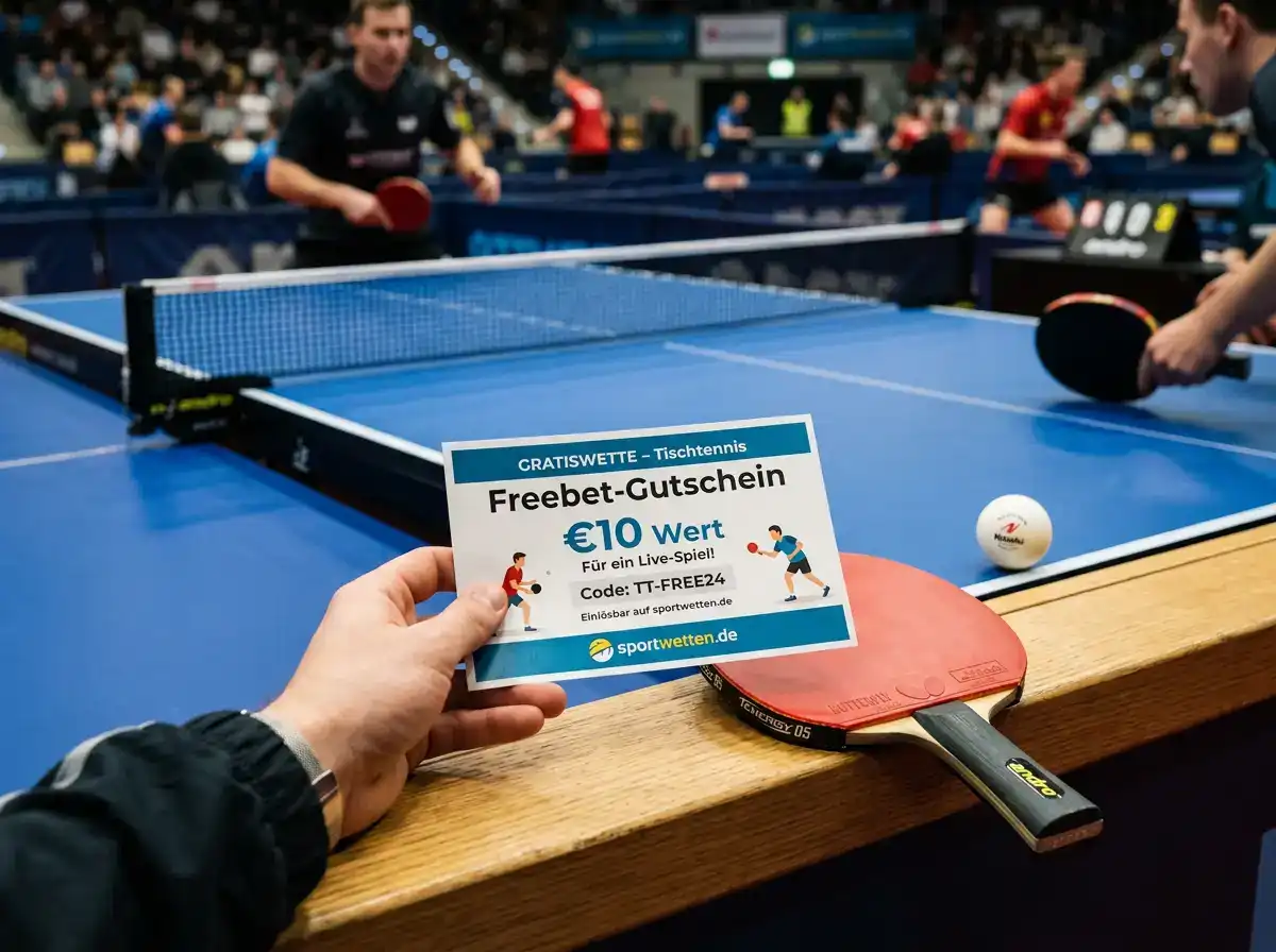 Freebet-Gutschein für eine Gratiswette auf ein Tischtennisspiel