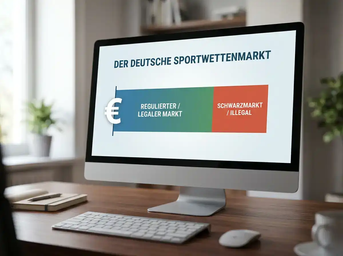 Schaubild zur Aufteilung des deutschen Sportwettenmarkts in legal und illegal