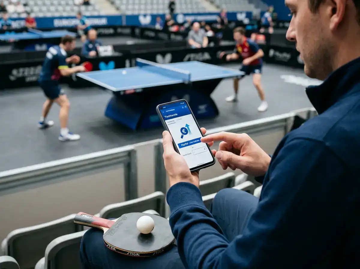 PayPal-Schaltfläche beim Aufladen eines Wettkontos für Tischtennis