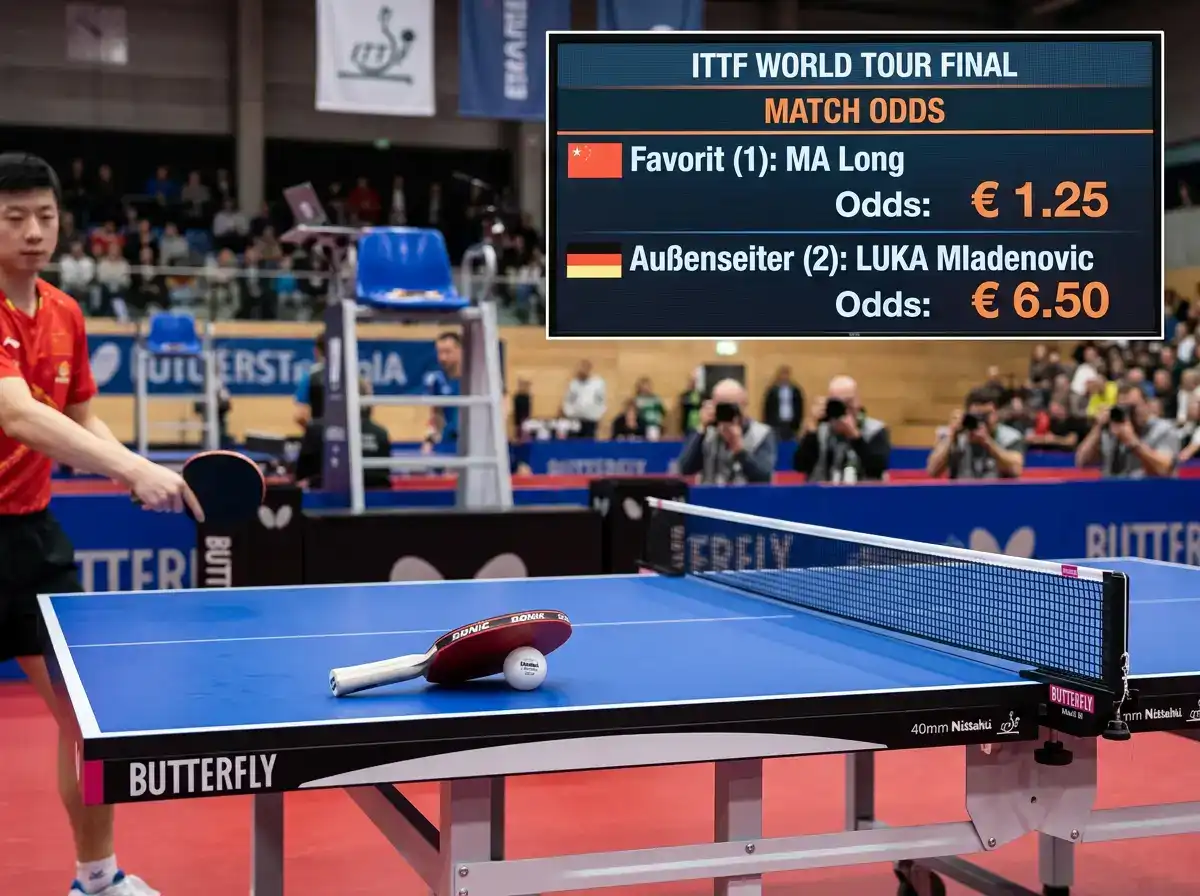 Quotenanzeige für Favorit und Außenseiter eines Tischtennis-Matches