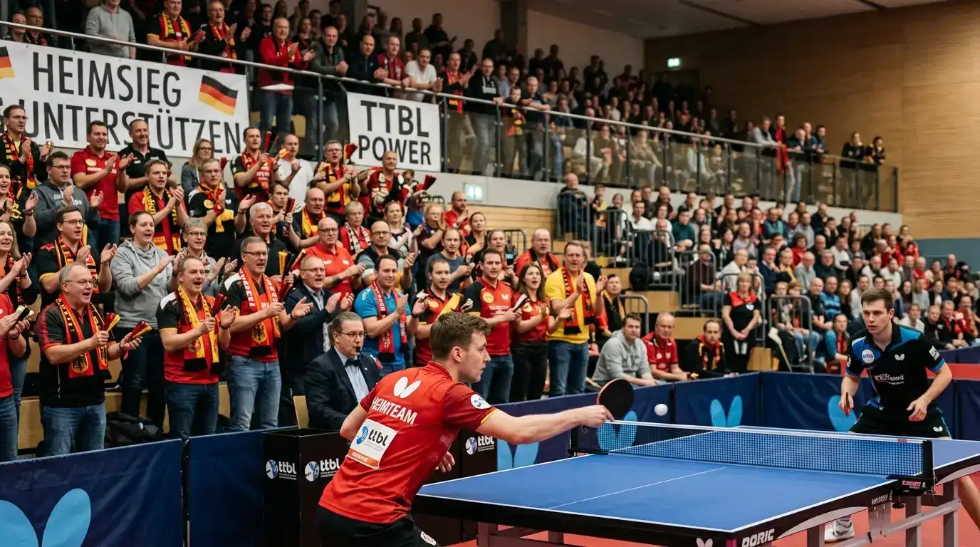 Heimpublikum unterstützt die Mannschaft bei einem TTBL-Spiel