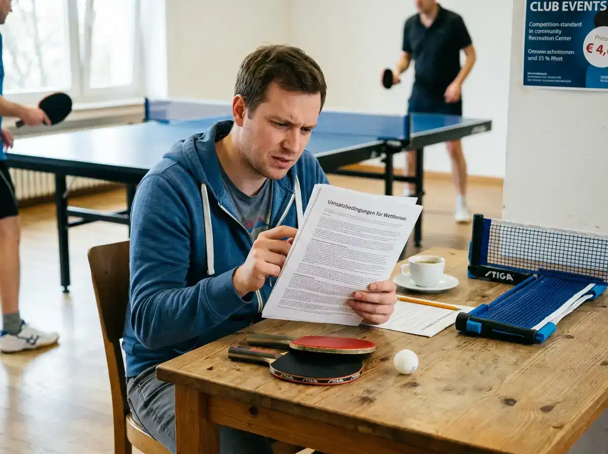 Person liest das Kleingedruckte zu Umsatzbedingungen eines Wettbonus