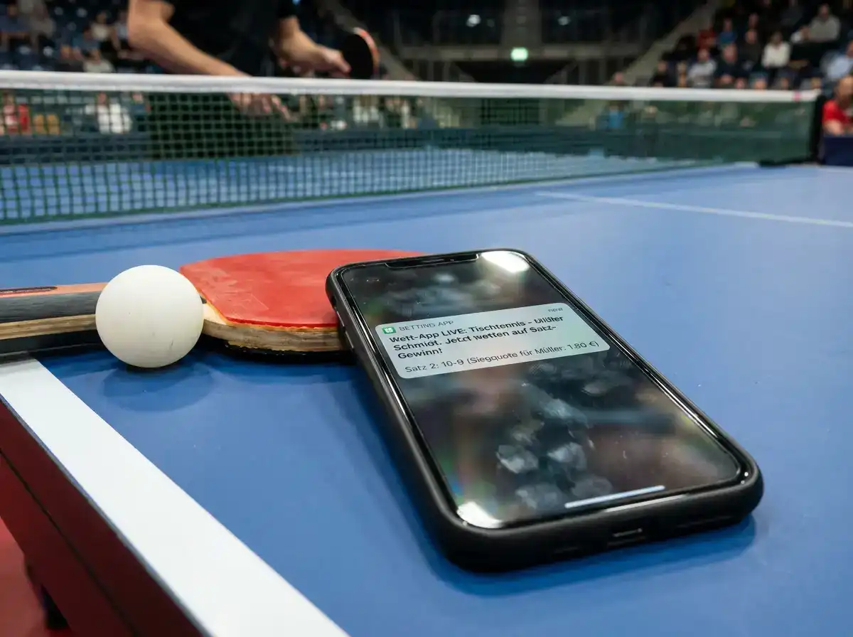 Push-Benachrichtigung der Wett-App zu einem Tischtennis-Match