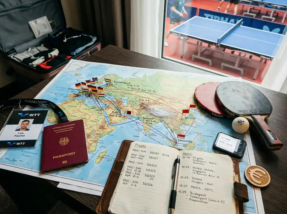 Dichter WTT-Turnierkalender mit Reisestationen der Spieler