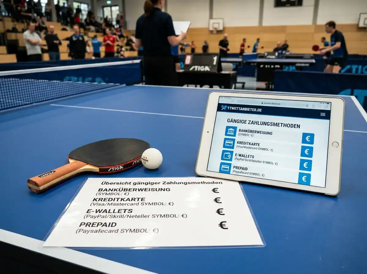 Übersicht gängiger Zahlungsmethoden bei einem Tischtennis-Wettanbieter